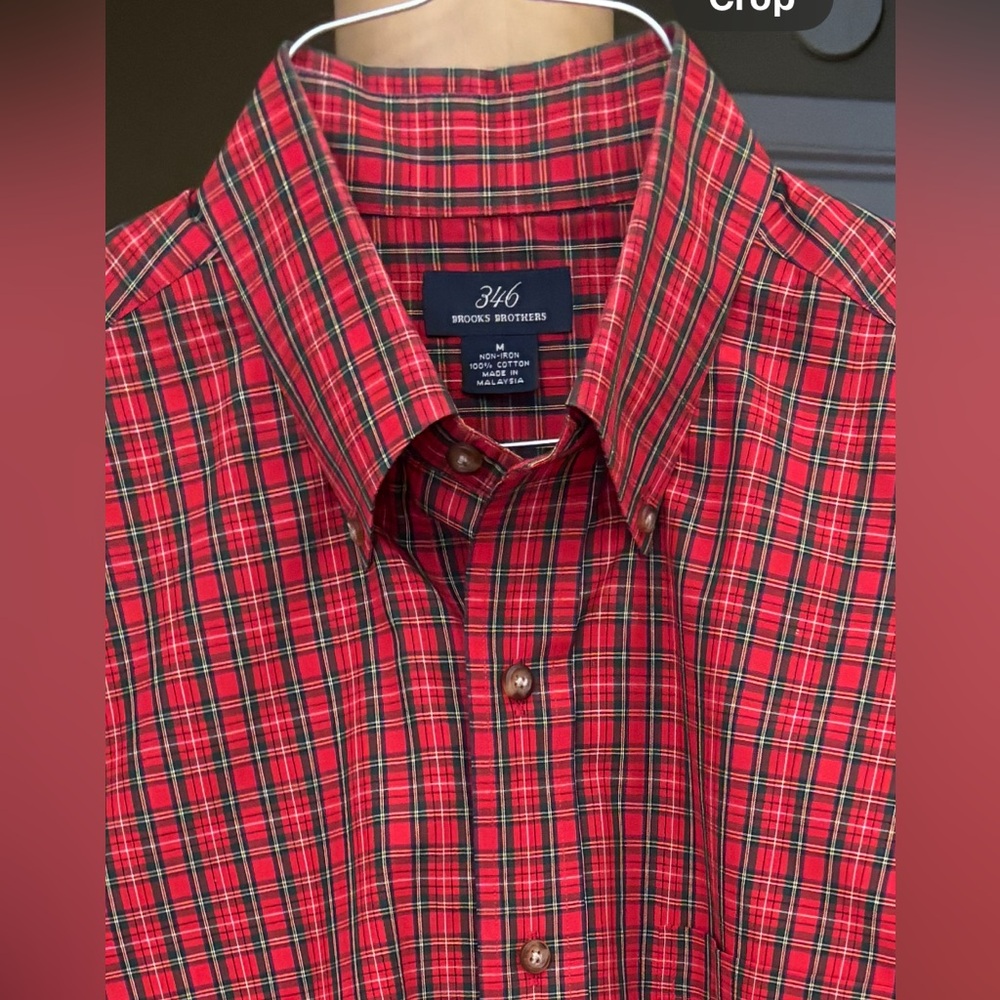 Brooks Brothers 346 No Iron Plaid Shirt Cotton Hollidays Mens M-L